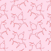 Unicorn seamless pattern, pink background line art design psd