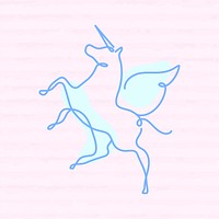 Unicorn colorful line art animal illustration psd