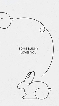 Minimal rabbit mobile wallpaper quote template vector, some bunny loves you