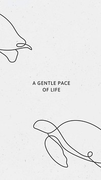 Minimal turtle iPhone wallpaper template vector, a gentle pace of life quote