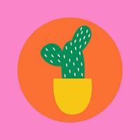 Hobby Instagram highlight icon, cactus doodle in retro design psd