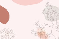 Flower & woman line art abstract background psd,  feminine aesthetics