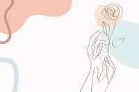 Hand & rose line art illustration vector