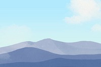 Blue mountain clouds illustration psd, minimal aesthetics