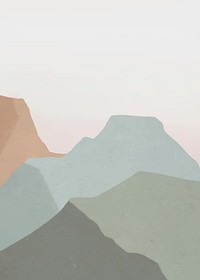 Green mountain clouds vector, minimal aesthetics