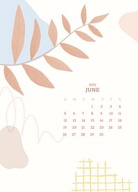 Botanical Memphis June monthly calendar background editable psd