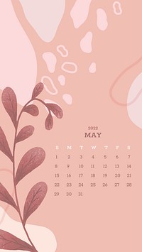 Botanical abstract May monthly calendar iPhone wallpaper