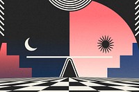 Retro futuristic abstract background, night & day vector