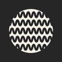 Zig zag round badge, geometric wave shape graphic on black