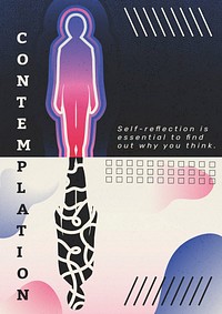 Contemplation poster template, editable design for mental health awareness, self reflection is essential vector