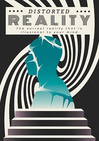 Distorted reality poster template psd, editable design for mental health awareness