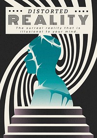 Distorted reality poster template, editable design for mental health awareness vector