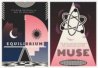 Mental health poster templates, surreal art set psd