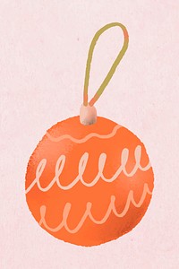 Christmas ball sticker, cute hand drawn illustration vector