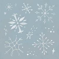 Winter snowflake sticker vector set