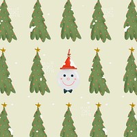 Christmas tree background psd, cute winter holidays pattern illustration