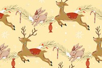 Christmas reindeer seamless pattern background, cute holidays season illustration vector