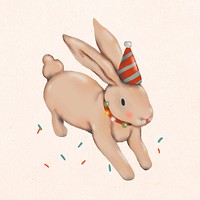 Christmas sticker, rabbit psd hand drawn illustration