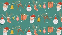 Christmas desktop wallpaper, cute seamless pattern, green winter holidays illustration vector