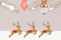 Christmas reindeer background, cute winter holidays pattern illustration vector