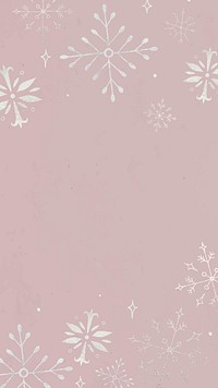 Winter phone wallpaper, Christmas snowflake illustration vector