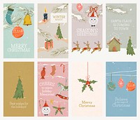 Christmas holiday template, Facebook story post, winter holiday season vector set