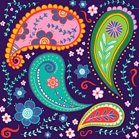 Paisley pattern background, colorful mandala illustration psd