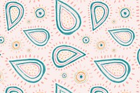 Pink doodle background, paisley pattern in pastel for kids vector