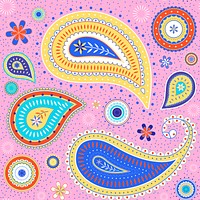 Pink paisley background, traditional pattern in feminine design psd