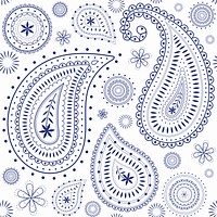 Paisley pattern background, white Indian mandala in blue psd