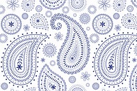 Paisley pattern background, white Indian mandala in blue vector