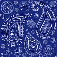 Blue paisley background, traditional Indian pattern illustration psd