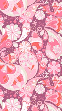 Pink mandala paisley iPhone wallpaper, cute decorative pattern vector