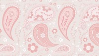 Cute pattern computer wallpaper, paisley mandala illustration in pink
