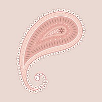 Pink paisley collage element, cute henna tattoo in pastel design