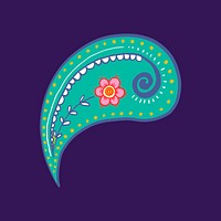 Colorful paisley mandala sticker, Indian green illustration psd