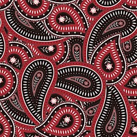 Abstract paisley background, Indian pattern in red and black vector