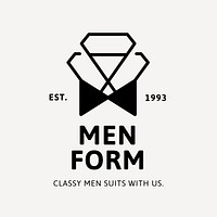 Men's apparel logo template, business shop branding design, black and white psd