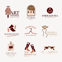 Fashion business logo templates, aesthetic branding design psd set