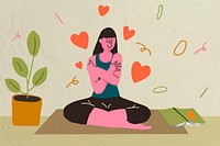 Healthy woman cartoon, self-care illustration psd