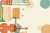 Orange aesthetic background, musical instrument frame in retro design vector