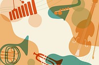 Aesthetic jazz background, musical instrument border in pastel orange psd