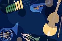 Retro music background, blue instrument illustration psd