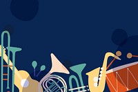 Aesthetic jazz background, musical instrument border in blue vector