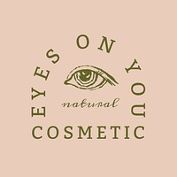 Cosmetics business logo template, beauty business badge with vintage eye illustration psd
