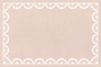 Lace crochet frame background, beige feminine design psd