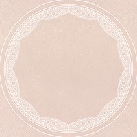 Vintage lace frame, circle shape on beige background psd