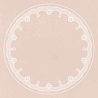 Floral lace frame, circle shape on pink background vector