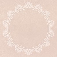 Floral lace frame, circle shape on pink background psd