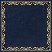 Lace crochet frame background, navy blue elegant design psd